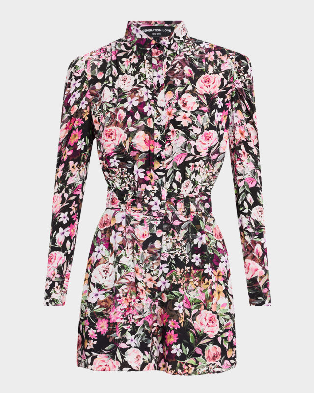 Kaline Long-Sleeve Floral Romper
